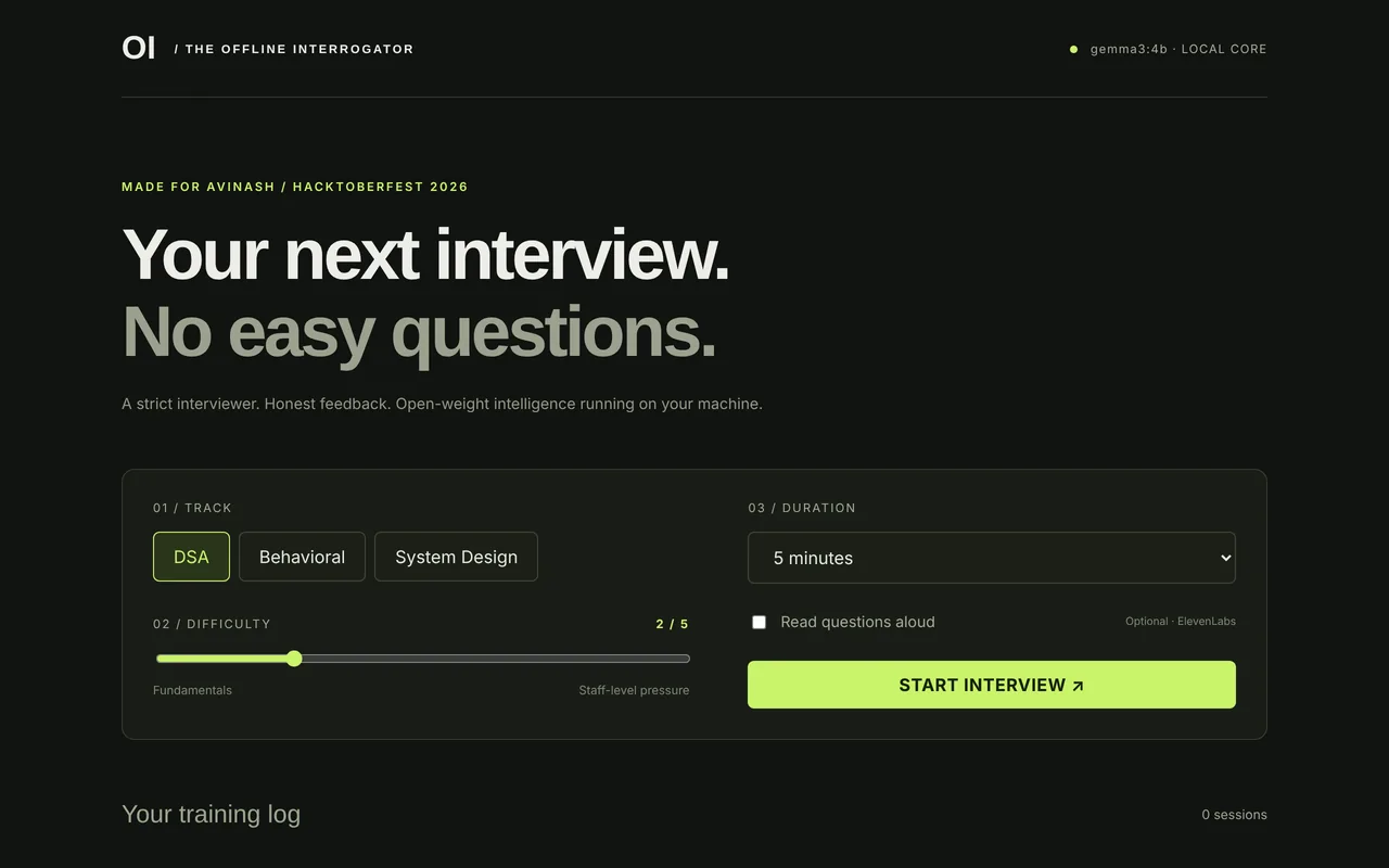 Screenshot of The Offline Interrogator