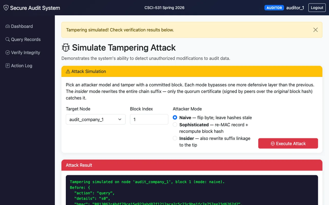 Screenshot of Secure Decentralized Audit System